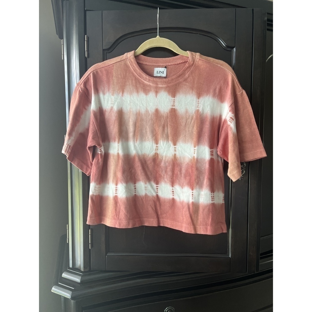 LINI Andie Tee Pink and White Tie Dye Size X Small